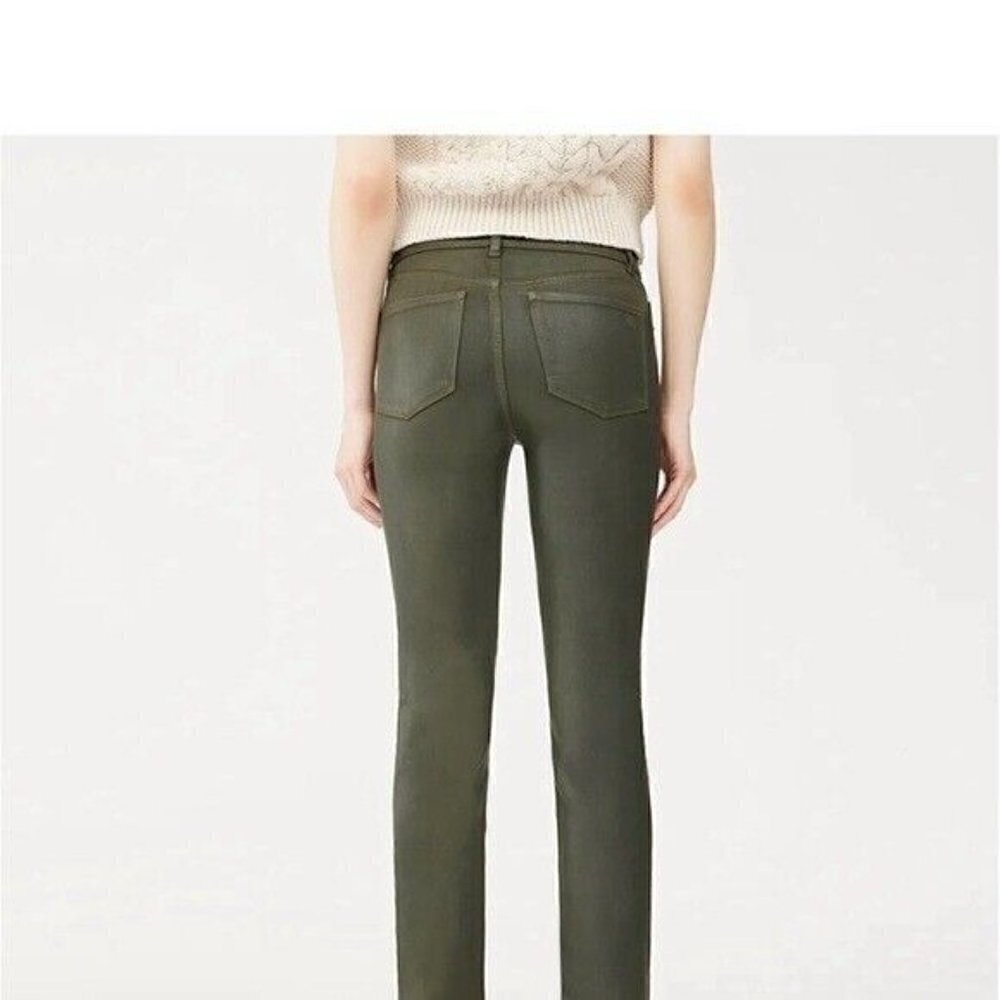 DL1961 Winter Green Mara Straight Mid Rise Instasculpt Ankle UltimateJeans 25 - Picture 4 of 16
